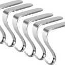 Christmas Stocking Holders for Mantle Set of 6, Metal Fireplace Stocking Hangers, Anti-Rust Non-Slip Non-Tarnish Mantel Hooks Grips Set for Garland, Windowsill, Party, Christmas Decorations, Silver