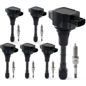 Set of 6 Ignition Coil Pack & Iridium Spark Plugs Compatible with 2007-2020 Nissan Altima Maxima Murano Pathfinder Quest 350Z Infiniti Q50 Q70 QX60 EX35 FX35 G25 G35 JX35 M35 M35h V6 3.5 Replace UF550