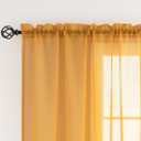 Sheer Curtains for Windows, Window Treatments Semi Crinkle Curtains, Rod Pocket Sheer Privacy Curtains 63 inch Length 2 Panels Set for Living Room Bedroom Kitchen Babyroom Set of 2, 52"x 63", Yellow