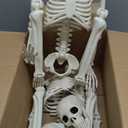 2 Pack 36" Halloween Skeleton Decorations, 3FT Realistic Full Body Movable Posable Joints Skeleton, Creepy Halloween Plastic Human Bones for Party Decor Lawn Haunted House Graveyard Props Outdoor (Beige)