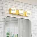LED Bathroom Vanity Light - 20.5 Inch Gold 3-Light Fixture with White Acrylic Shades, 6000K Cool White, Mirror Lighting for Bathroom, Bedroom, Hallway, Living Room Wall Sconce