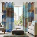Asuexpect Abstract Curtains 2 Panels Abstract Rust Curtain Room Darkening Grommet Window Treatments Modern Decorative for Bedroom Living Room, 52x96 Inches, Blue Rust