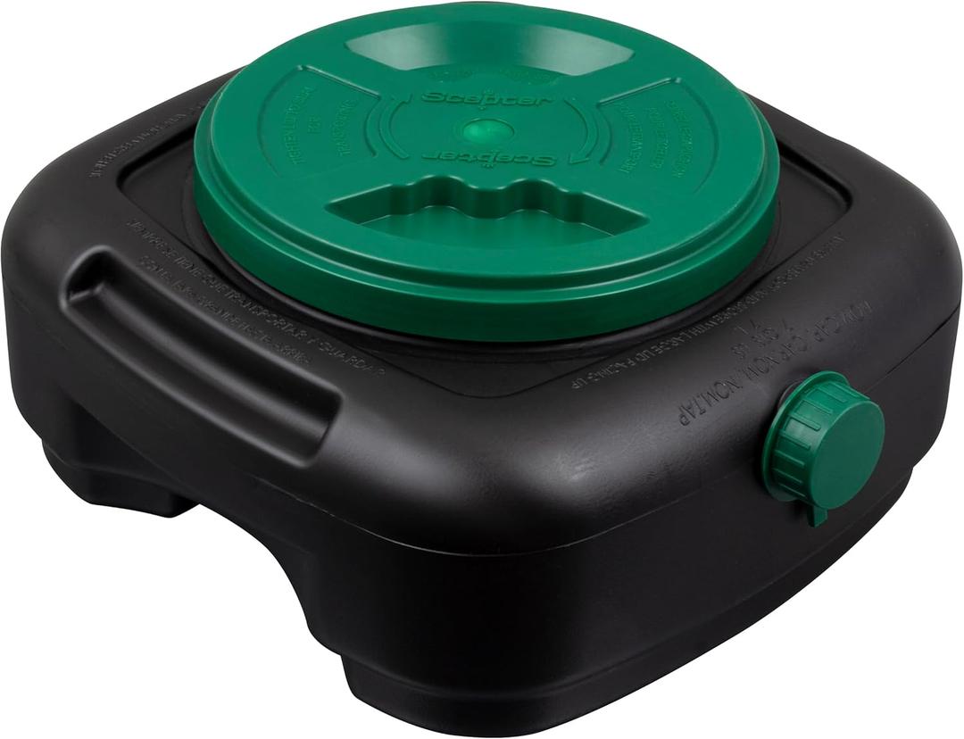 Scepter AM07029 7.3 Quart Oil Drain Pan with Lid, Filter Drain Screen, and Pour Spout for Automotive Fluids Including Engine Oil, Anti-Freeze, Transmission Fluid and More, 12" x 12-3/4" x 5.6"