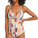 La Blanca Women's One Piece Swimsuit Twist Keyhole Bathing Suit (12, Multi//Desert Dream)