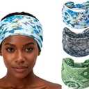 XEF Headbands for Women Bohemian Wide Floral Thick Hair Band No Slip Gym Elastic Twist Knot Athletic Headband Sweatbands Fashion Hair Accessories for Teen Girls