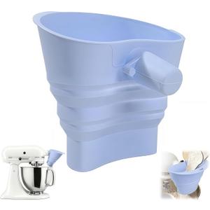 Silicone Funnel for Kitchenaid Mixer, Foldable Flour Funnel Attachment Compatible with Kitchen Aid Artisan 5QT Tilt-Head Standing Mixer (Blue)