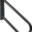 Handrails for Outdoor Steps,28" U-Shaped Handrails for 1-3 Steps, Wall-Mounted U-Shaped Metal Stair Railing with Non-Slip Texture, Stainless Steel Safety Handrail for Elderly Assist (Black)