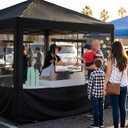 4 Pcs Food Service Mesh Sidewalls for Canopy Tent 10' x 10' (Canopy Not Included) Insect Proof Sidewall with Roll up Windows and Zipper for Farmers Market Camping Festival Stalls(Black)