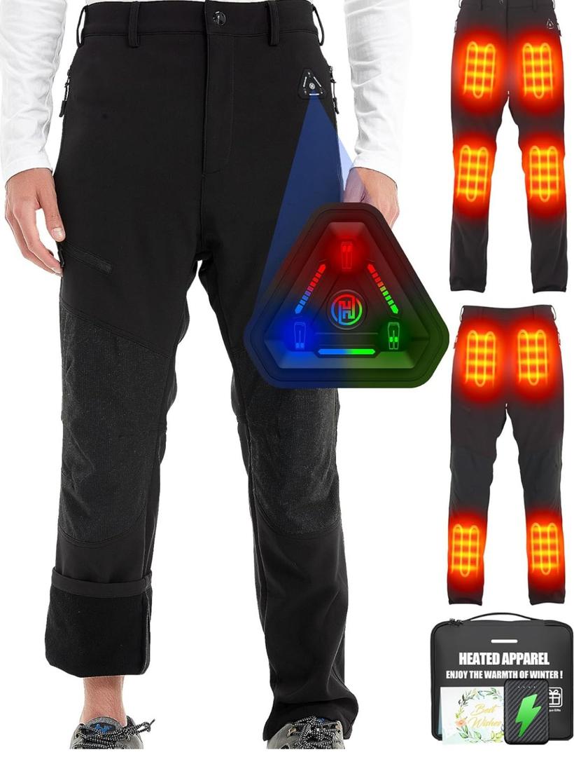 Heated Pants for Men and Women - Waterproof Hiking Hunting Skiing Heating Pants. 7.4v 16000mAh Battery XL