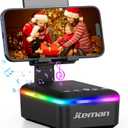 JTEMAN Gifts for Men Women,Cell Phone Stand with Bluetooth Speaker,LED Light,and Lanyard,Cool Tech Gadgets,Unique Birthday Gifts for Men Husband Mom Dad (Black)