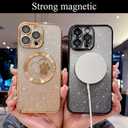 for iPhone 14 Pro Case Glitter Clear Paw Love Heart Compatible with MagSafe, Strong Magnetic Full Camera Lens Protection Soft Slim Thin Cute Bling Phone Case - Black