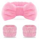 WSYUB Pink Spa Headband and Wristband Set for Face Washing