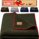 100% Wool Blanket - Premium Ultra-Soft, Thick, Warm, Large 62"x 84" Bed & Camping Blanket for Outdoor, Home, Indoor, Bushcraft & Survival (Military Green)