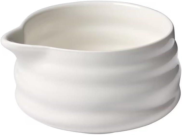 BlendWell Ceramic Matcha Bowl with Spout, White Chawan Mixing Bowl for Whisking and Pouring Matcha tea