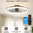 VOLISUN Low Profile Ceiling Fans with Lights and Remote, 24in Fandelier Ceiling Fan Flush Mount, 3000K-6500K Smart Bladeless LED Fan Light, Brown Modern Ceiling Fans with Lights for Bedroom