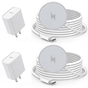 Magnetic Wireless Charger for iPhone 17 16 15,2Pack 6FT 15W Apple Fast Mag-Safe Charger with USB C Fast Charging Block for iPhone 17/17 Air/16/16 Pro/Pro Max/15/14/13/Plus/Pro/Pro Max,AirPods 3/Pro 2 (White)
