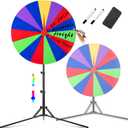 24 inch Spinning Prize Wheel with Stand, Heavy-Duty Storable Spinning Wheel for Prizes, DIY Wheel Spinner for Trade Shows Carnivals Fortune Spinning Game, Heigh Adjusable 20''-71''