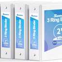 SUNEE 2 Inch Binders 3 Ring 4 Pack, PVC-Free Clear View 2" Binders (Fits 8.5x11 Inches) for School, Office & Home Use, White