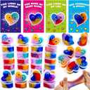 28 Packs Valentines Day Gifts for Kids, Valentines Galaxy Hearts Slime with Valentines Cards Stress Relief Fidget Toy for Kids Boys Girls School Classroom Prizes Party Favors Valentine Exchange Gifts