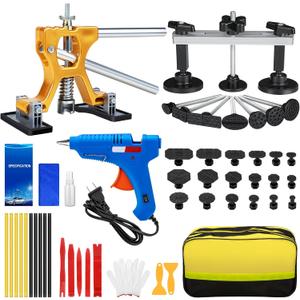 Car Dent Puller Kit, 53Pcs Paintless Dent Removal Kit with Adjustable Bridge Puller & Golden Lifter, Dent Repair Kit for Car Hail Damage Large & Small Dent, Refrigerator Door Dent DIY Removal