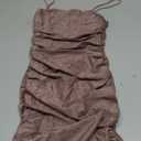Floerns Women's Glitter Sleeveless Ruched Party Clubwear Bodycon Mini Dress Redwood XXS