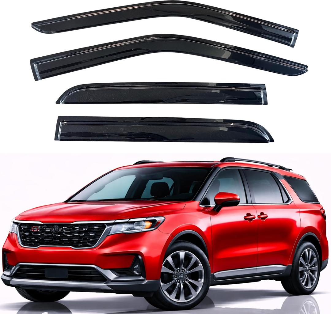 KPY Rain Guards Fit for 2022-2026 Kia Carnival, Out-Channel Window Visors Vent Wind Deflectors 4PC, Car Accessories for 22-26 Carnival