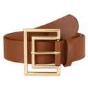 JASGOOD Women's Leather Belt for Jeans Fashion Waist Belt with Hollow Out Square Buckle for Women Dress,Skirt,Casual and Formal Wear (Brown)