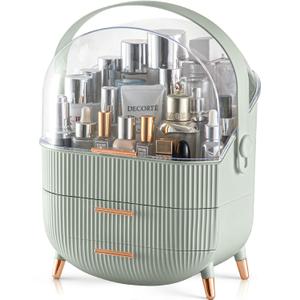 CANITORON Makeup Organizer,Skincare Organizer with 2 Drawers and Transparent Cover,Cosmetic Display Case for Vanity Organizer and Bathroom Countertop Storage.(Sage Green) (Large, Mint)