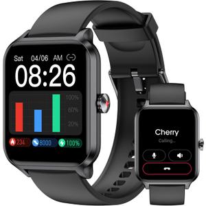 Smart Watch(Answer/Make Call), 1.69" Fitness Tracker with Heart Rate Blood Oxygen Monitor, Sleep Monitor Health Tracker, 100+ Sports Modes, Step Counter, IP68 Waterproof Fitness Watch for Android iOS