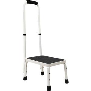 Sattiyrch Step Stool with Handle for Ederly,Sturdy and Lightweight Stool with Anti-Skid Platform,Easy Assmbly,Safely Supports up to 350 Pounds with 9.5 Inch (White)