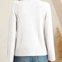 Saodimallsu Womens Bell Sleeve Cardigan Sweaters Button Down Long Sleeve Fall Trendy Sweaters 2025 U Neck Knit Outwear (White, L)