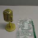 RTNLIT Retro Microphone Prop Model, Vintage Microphone Stage Table Decor with Stand, Fake Mic for Party, Jukebox Decorations (Gold)