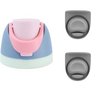2 x Replacement Lid Compatible with Owala Freesip 16oz 24oz 32oz 40oz, One Button Water Bottle Top Lid Replacement Accessory,with 2Pcs Cap Seal Stopper (Light Pink with grey)