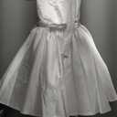 Satin Flower Girl Dress for Wedding A-Line Ribbon Straps Ball Gowns Sleeveless Princess Birthday Short Dress (8, White)