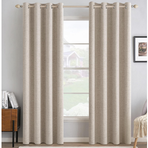 MIULEE 100% Blackout Linen Curtains for Bedroom 52x84 Inches Natural
Room Darkening, Light Blocking, Thermal Insulated, Grommet Top, Linen Textured, Window Curtains for Living Room, 2 Panels
