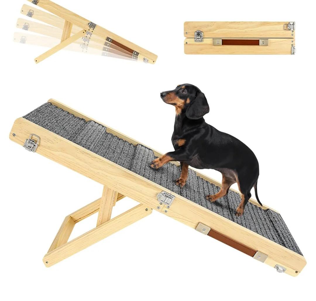 2026 Upgraded Dog Ramp for Couch, Foldable Small Dog Ramp for Sofa, 4 Adjustable Height from 13'' to 21", Portable Stable Pet Steps with Non-Slip Pad, Pet Ramps Use for Sofa Couch Stairs