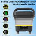 Portable Cordless Cleaner with Tank: Foldable Electric Cleaning Tool, 3.4 Gal Tank, Multi-Level Adjustable Spray, 360 Rotating Nozzle, Compact for Car, Garden, Patio, Camping
