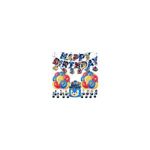 Birthday Party Supplies,204pcs Birthday Party Decorations Include Backdrop,Happy Birthday Banner,Tableware Set,Spiral Charms,Napkins,Tablecover,Cake Toppers,Balloons Set,Bottle Labels,Stickers