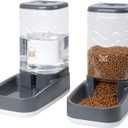 Elevon Automatic Cat Feeder, Gravity Food and Water Dispenser Bowl Set for Small, Medium Dogs Animals, Pet Feeder Dispenser Storage Food, 3.8L Large Capacity, Gray