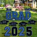 14 PCS Graduation Yard Signs - Blue Class of 2025 Congratulations Signs for School & College Graduation Parties