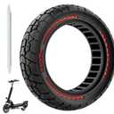 Cooryda 10X2.5 Off Road Tire for Ninebot F20/F40/G30/mi4 ULTRA/mi4,10 inch Solid Tyres 60/70-6.5 with Mounting Tool for Electric Scooter, 10X2.5'' Scooter Replacement Wheels For Front(Red 1pc)