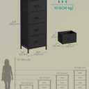 SONGMICS Dresser for Bedroom, Chest of Drawers, Steel, MDF, 4 Non-Woven Fabric Drawers, Storage Organizer Unit, Closet, Entryway, Ink Black and Ebony Black ULGS314B01S, 11.8"D x 15.6"W x 37.5"H