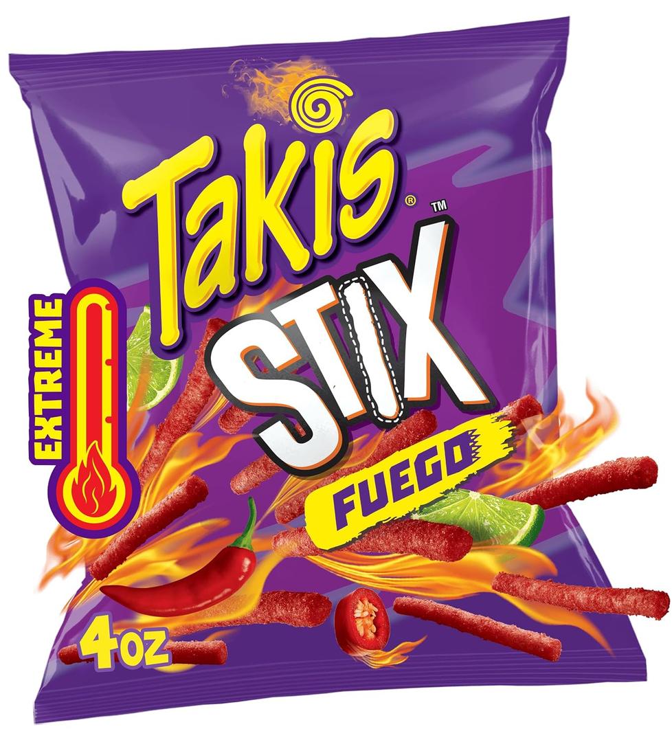 Takis Fuego Stix - Extreme Hot Chili Pepper & Lime Flavored Spicy Corn Sticks Snack Size Bag (EXP 08/26/26)