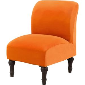 JIAN YA NA Armless Accent Chair Cover, Stretch Armless Chair Slipcover Velvet Armless Chair Covers Slipper Chair Slipcover Furniture Protector Covers for Living Room Bedroom(Velvet, Orange)