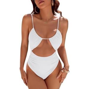 Blooming Jelly Womens One Piece Swimsuit Tummy Control Bathing Suit Sexy Flattering Cheeky High Cut Out Cute Ladies Swimwear Large