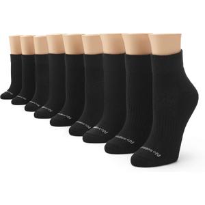 No nonsense Womens Cushioned Mesh Quarter Top Ankle Socks - Premium Comfort for Women (4-10, Black - 9 Pair Pack)