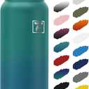 Fanhaw 20 Oz Insulated Stainless Steel Water Bottle with Chug Lid - Leak & Sweat Proof with Anti-Dust Lid (Green Blue)