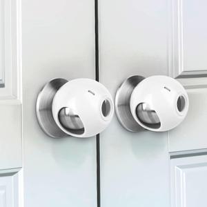 GRENFU Child Proof Door Knob Covers 6-Pack Universal Fit Baby Proof Door Knob Covers Prevents Toddlers from Opening Doors, Easy 1-Hand Use for Adults Door Knob Child Proof Cover Child Door Locks (White)