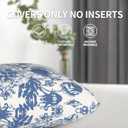 Vintage Sage Navy Blue Flower Decorative Throw Pillow Covers Outdoor Farmhouse Short Plush Decor Pillowcase for Home Sofa 18 x 18 Inch Set of 2 (Color-14)