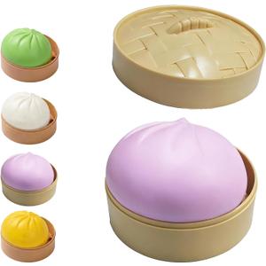 Dumpling Squishy Stress Balls Fidget Sensory Toy Mystery Dumpling Squishy Soft Squeeze Decompression Dough for Adults (Purple-A)